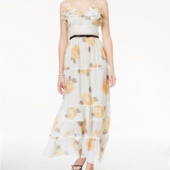 Disney Beauty and the Beast yellow floral rose maxi dress. Size L - Picture 2 of 11